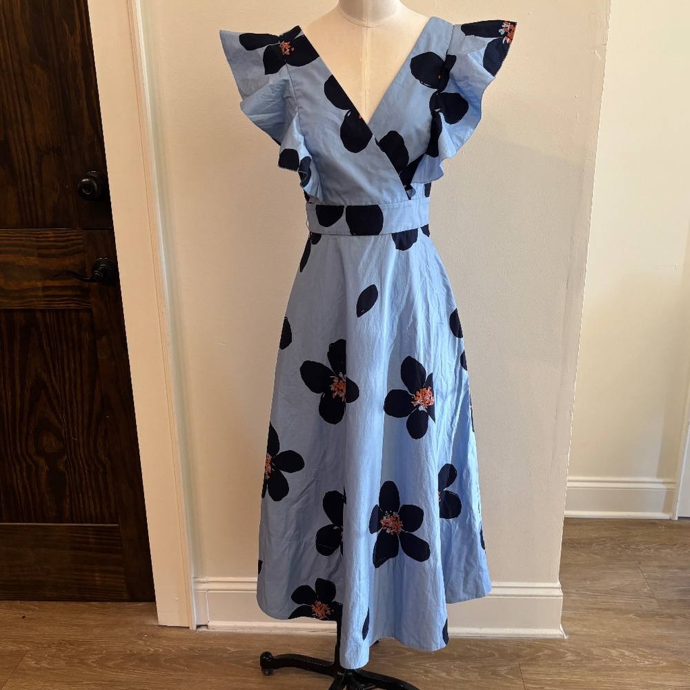 NWT Kate Spade Grand Floral Poplin Midi Dress
